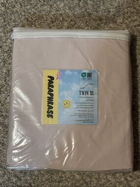 NWT Paraphrase Twin XL 3-Piece Sheet Set in Pale Pink